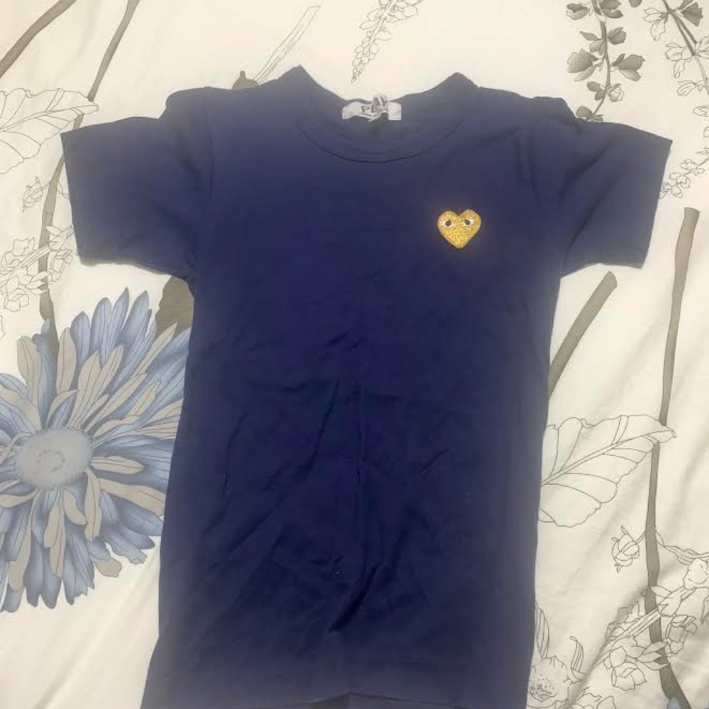 CDG Play Navy Blue Short Sleeve Top